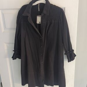Free People Charcoal Button-Up Dress